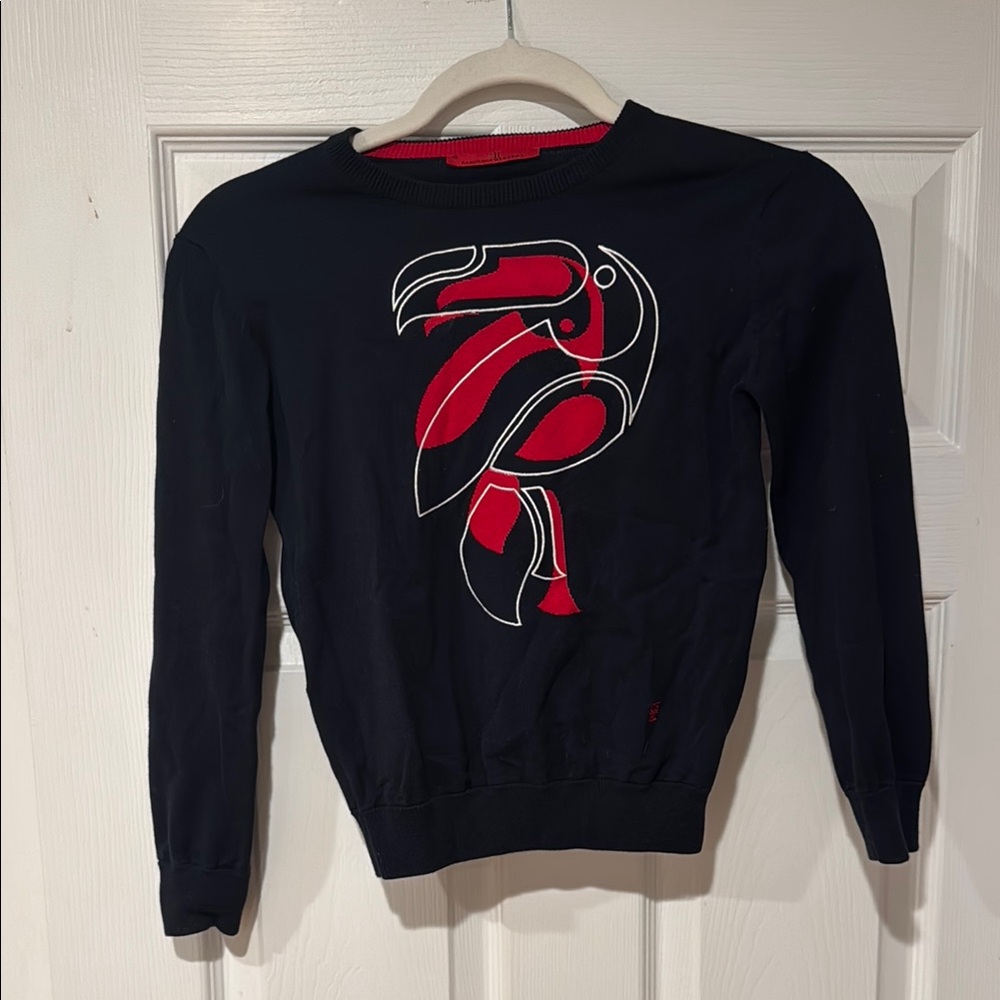Black Sweater with Red Bird Design